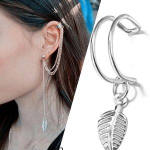 Set of 3 dangle feather earrings cuffs ear climbers